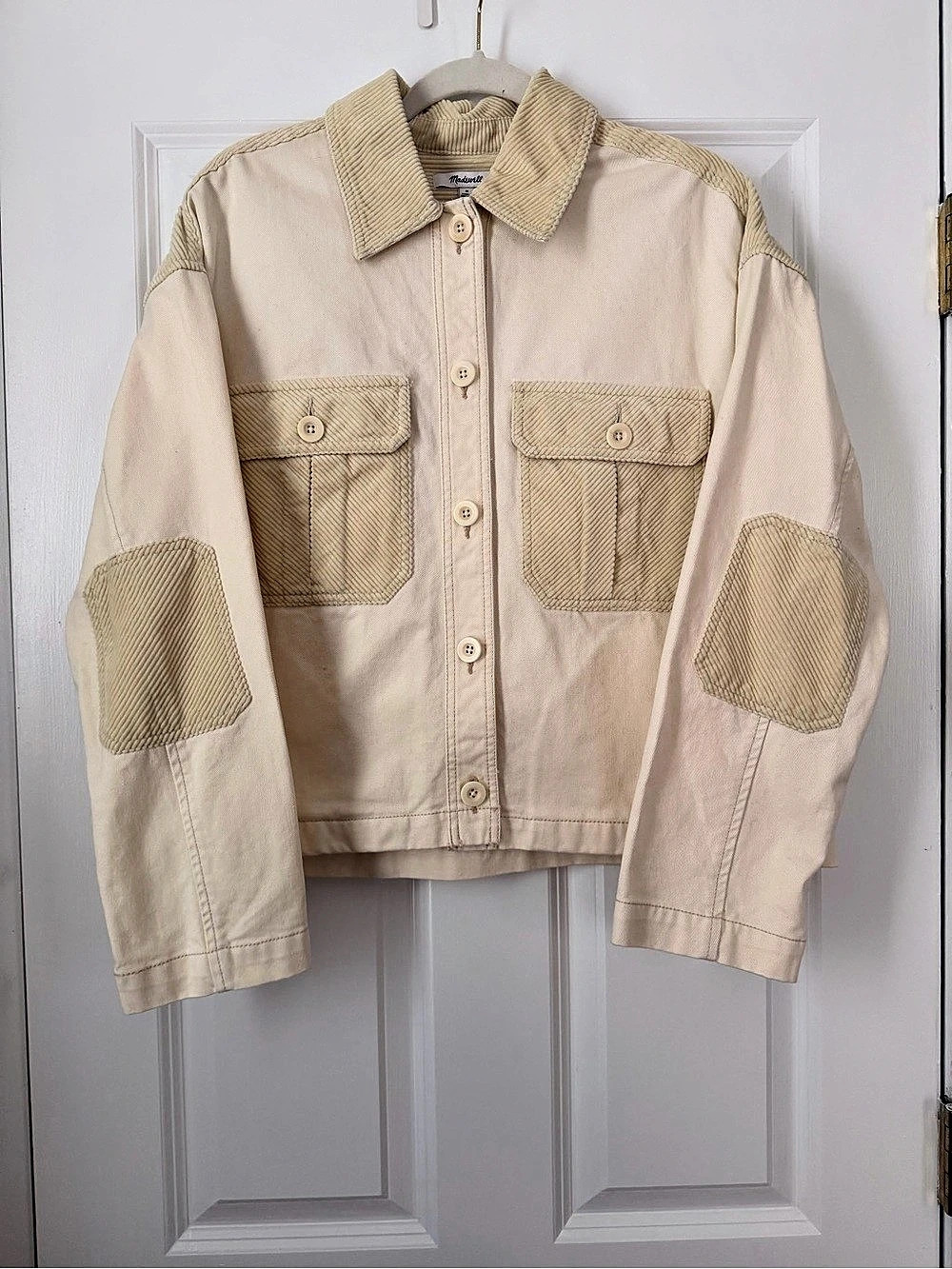 Madewell Utility Jacket Cotton in Cream Size Medium NWT
